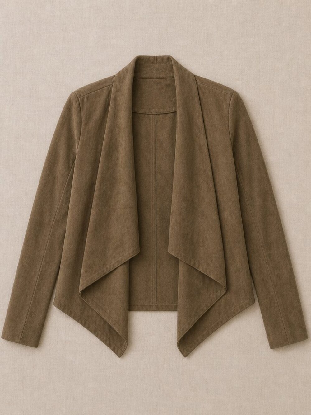 TCEC Taupe Faux Suede Waterfall Jacket Large Southwestern Cowgirl Rodeo